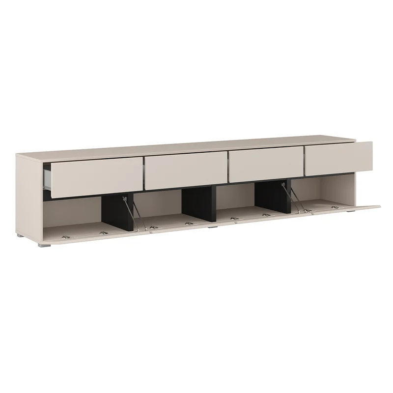 Meuble TV 4 portes 225 cm Lilia Cachemire