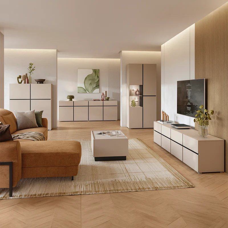 Meuble TV 4 portes 225 cm Lilia Cachemire