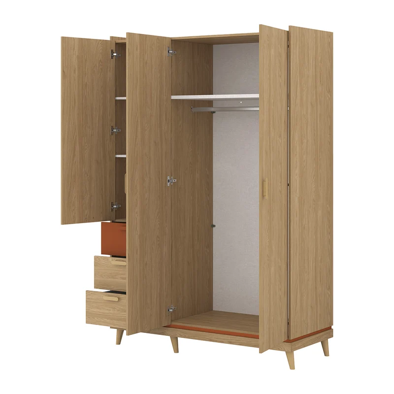 Armoire 3 portes 3 tiroirs Sandy Bois