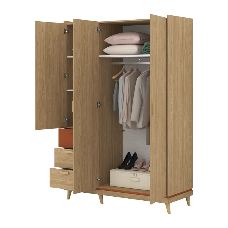 Armoire 3 portes 3 tiroirs Sandy Bois