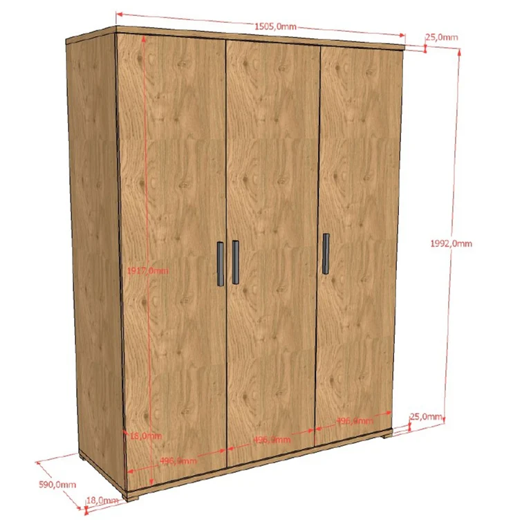 Armoire 3 portes Vipack Sam Bois