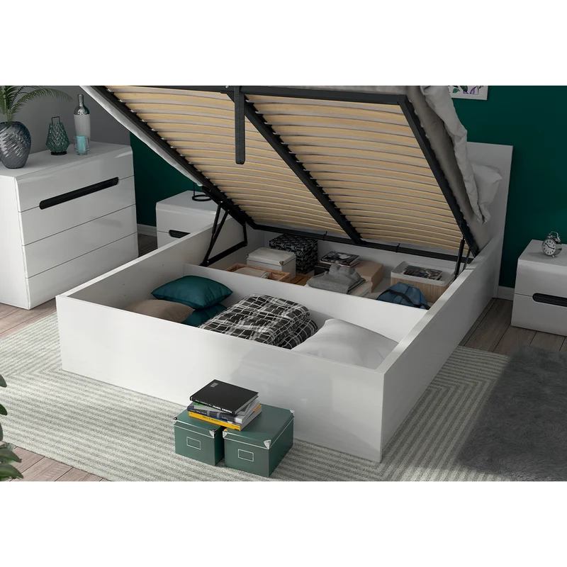 Lit coffre 140x200 sommier inclus Edwin Blanc