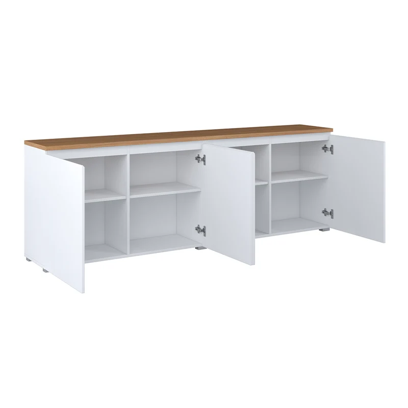 Buffet 4 portes Liko Blanc et Bois