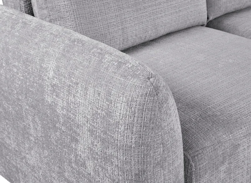 Canapé d'angle convertible avec coffre en velours chiné gris MARLA - Angle droit