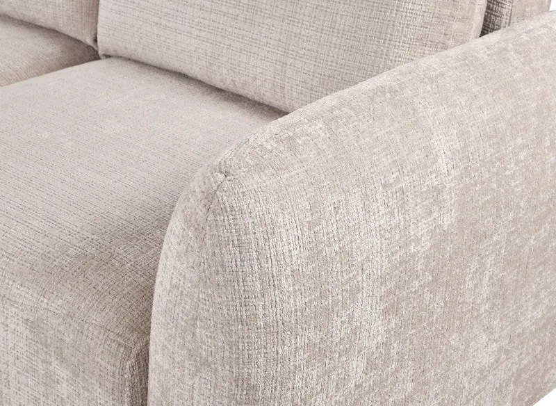 Canapé d'angle convertible avec coffre en velours chiné beige MARLA - Angle gauche