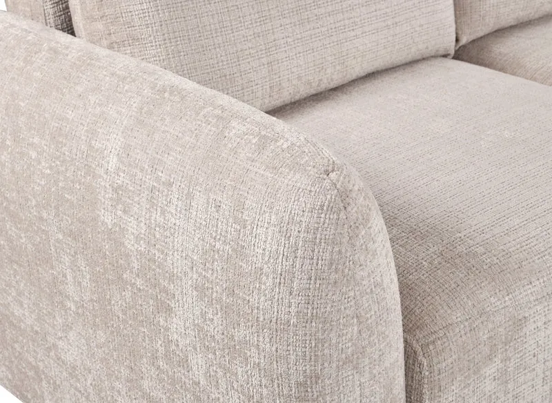Canapé d'angle convertible avec coffre en velours chiné beige MARLA - Angle droit