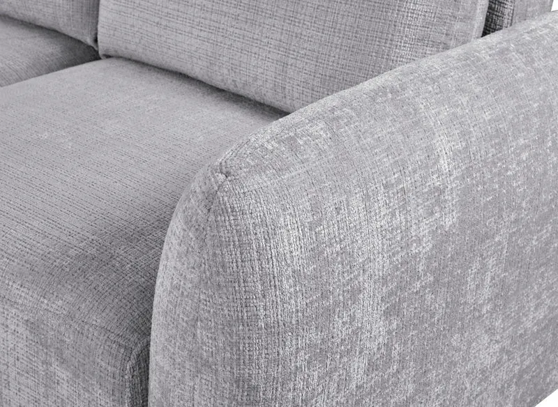Canapé d'angle convertible avec coffre en velours chiné gris MARLA - Angle gauche
