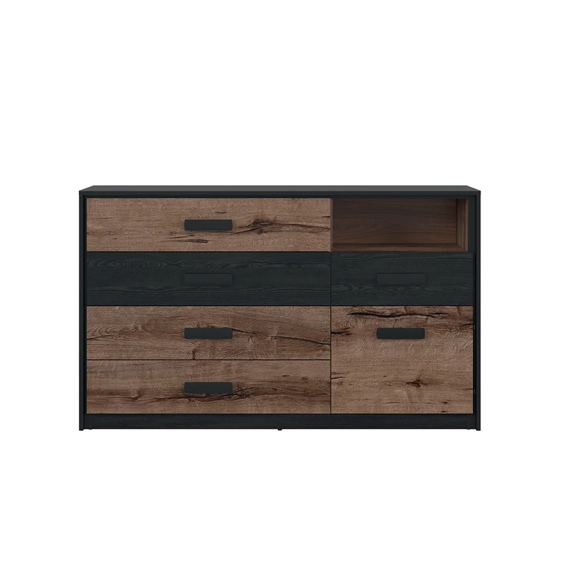 Commode 5 tiroirs 1 porte Romane Bois