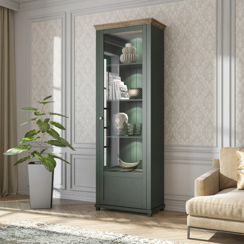 Vitrine 1 porte ouverture droite Martin Vert et Bois
