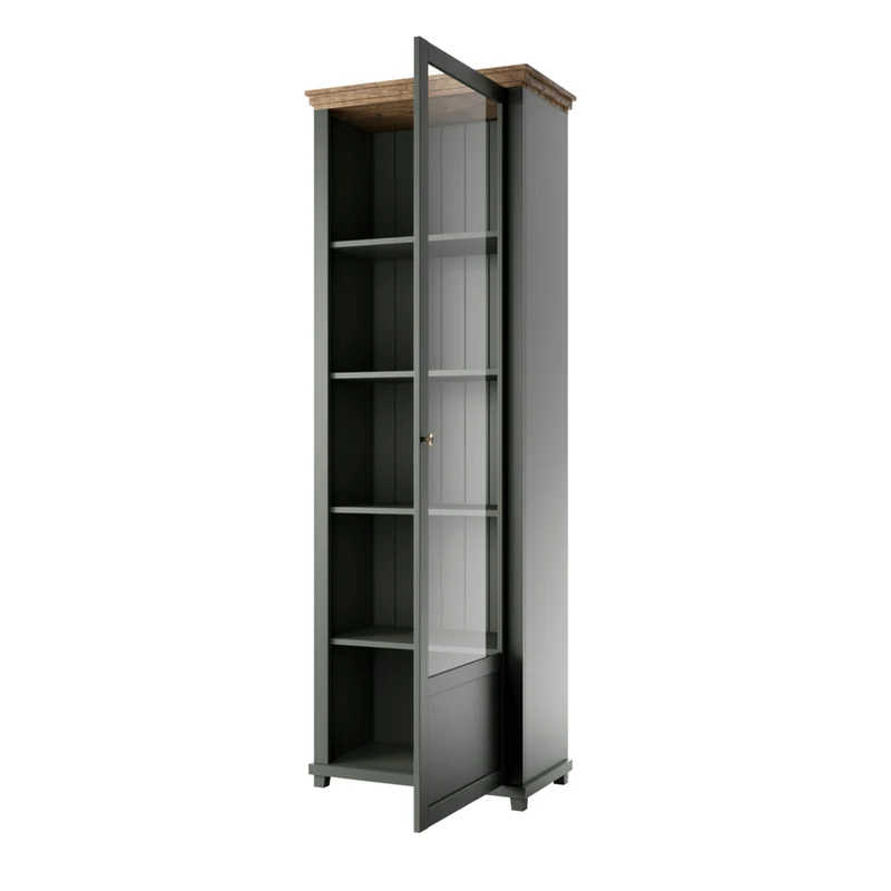Vitrine 1 porte ouverture droite Martin Vert et Bois