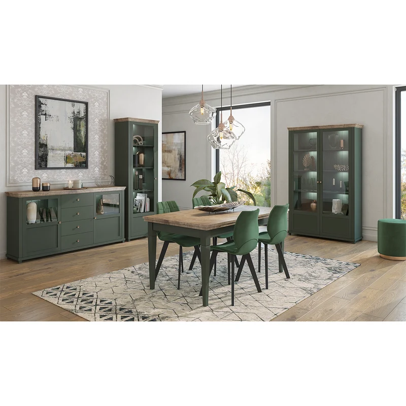 Vitrine 1 porte ouverture droite Martin Vert et Bois