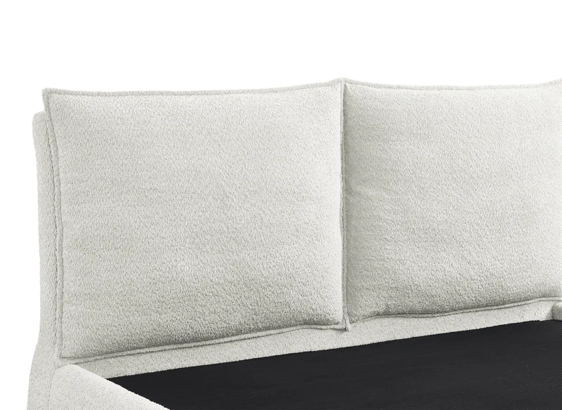Lit coffre en tissu bouclette beige 180x200 cm MELY
