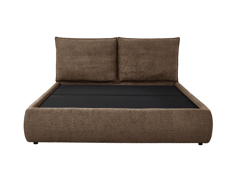 Lit coffre en tissu bouclette marron 160x200 cm MELY