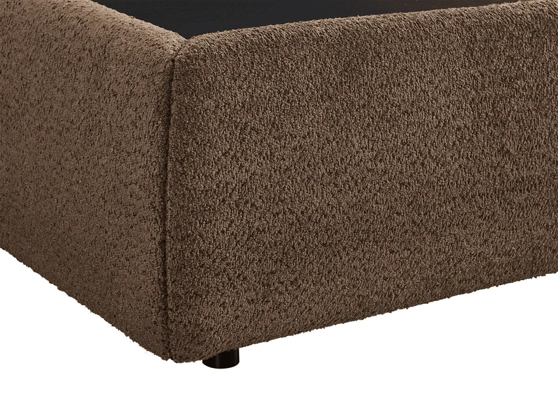 Lit coffre en tissu bouclette marron 140x190 cm MELY