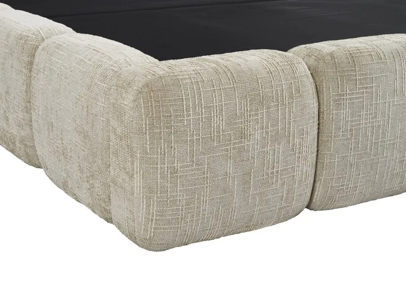 Lit coffre en velours chiné taupe 140x190 cm BUBBLE