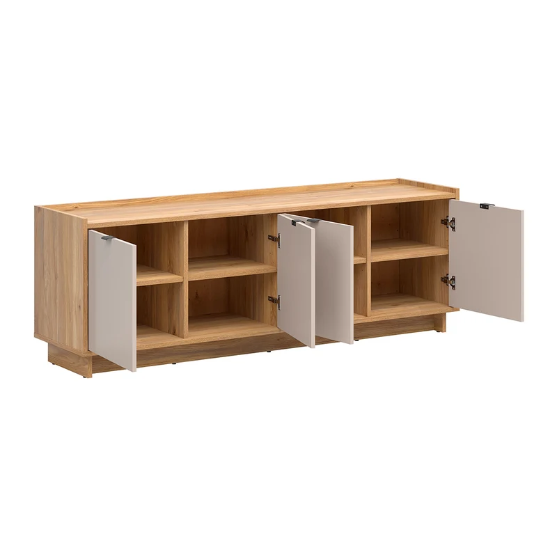 Meuble TV 4 portes 173cm Donna Cachemire et Bois
