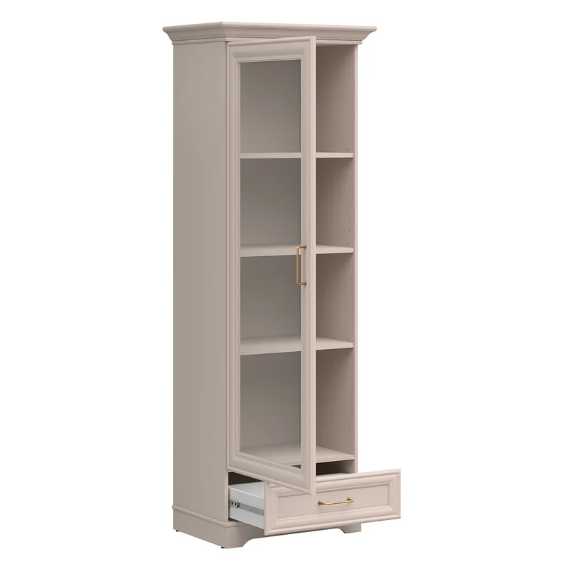 Vitrine 1 porte 1 tiroir Perle Cachemire