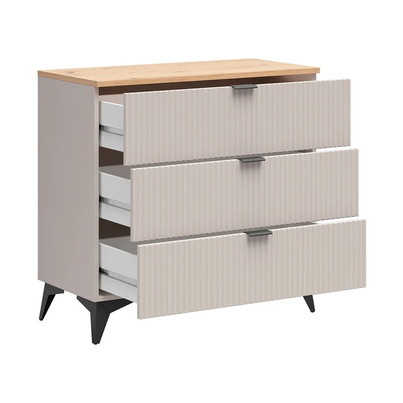 Commode 3 tiroirs Vicky Cachemire et Bois