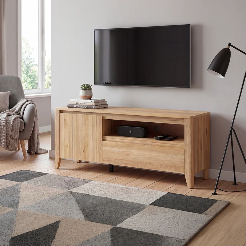 Meuble TV 1 porte 1 tiroir 161 cm Samara Bois