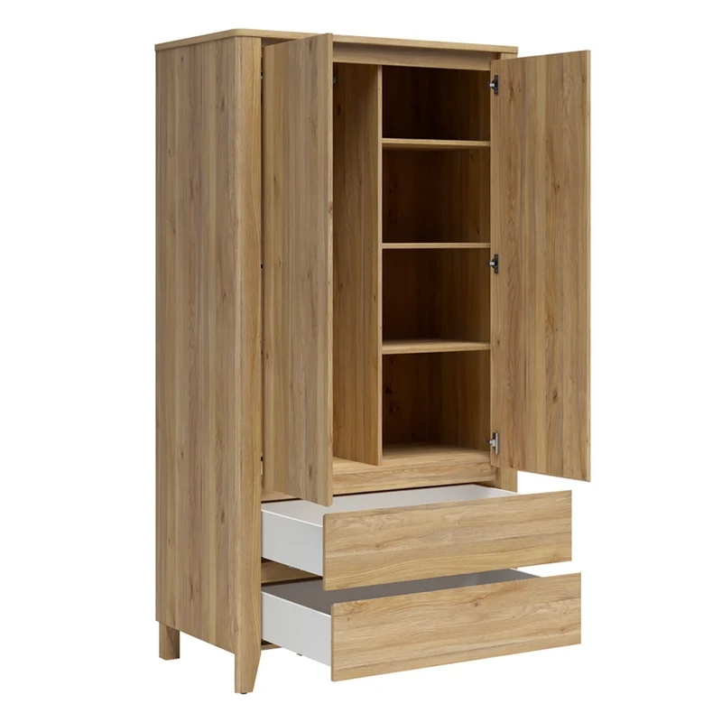 Armoire 2 portes 2 tiroirs Samara Bois