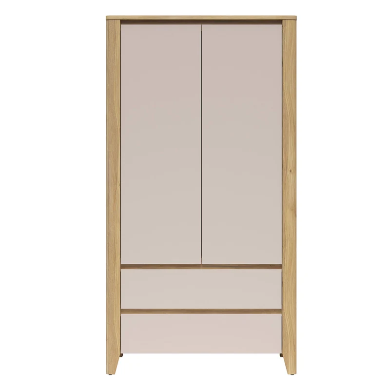 Armoire 2 portes 2 tiroirs Samara Bois et Cachemire