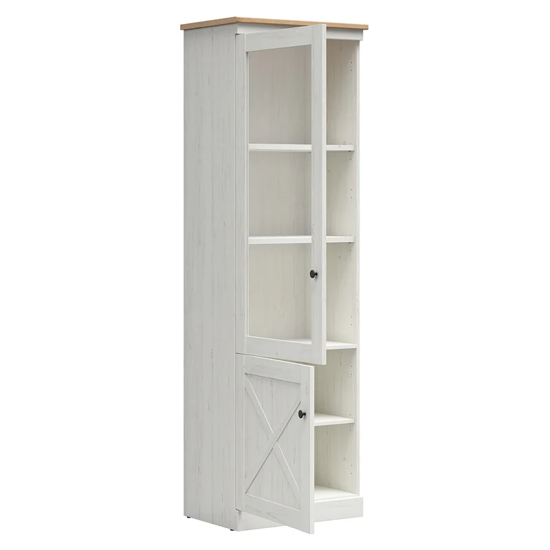 Vitrine 2 portes Victoria Blanc et Bois