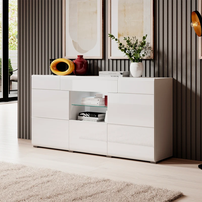 Buffet 3 portes 1 tiroir Jules Blanc