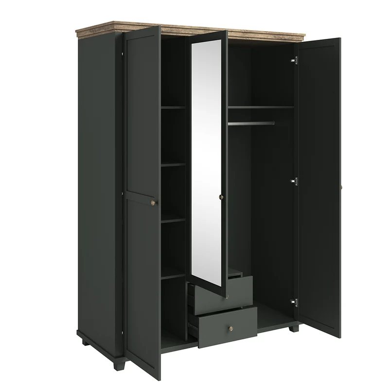 Armoire 3 portes Martin Vert et Bois