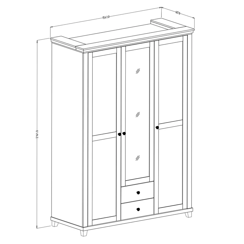 Armoire 3 portes Martin Vert et Bois