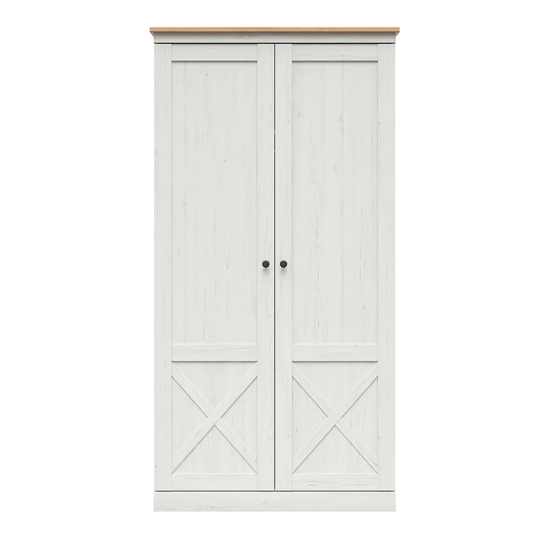 Armoire 2 portes Victoria Blanc et Bois