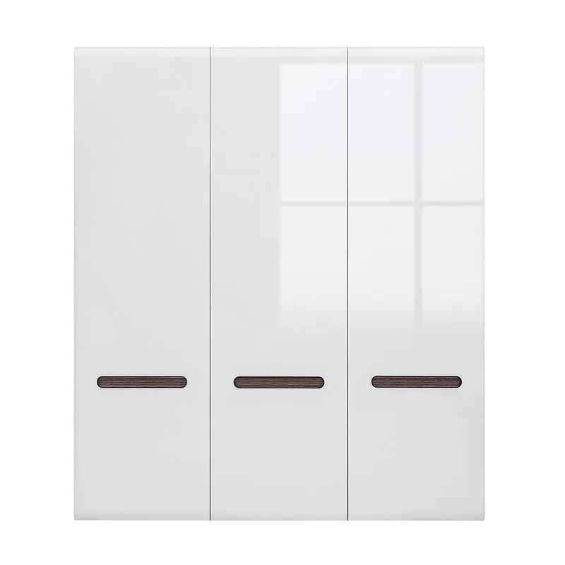 Armoire 3 portes Darrel Blanc laqué et Bois