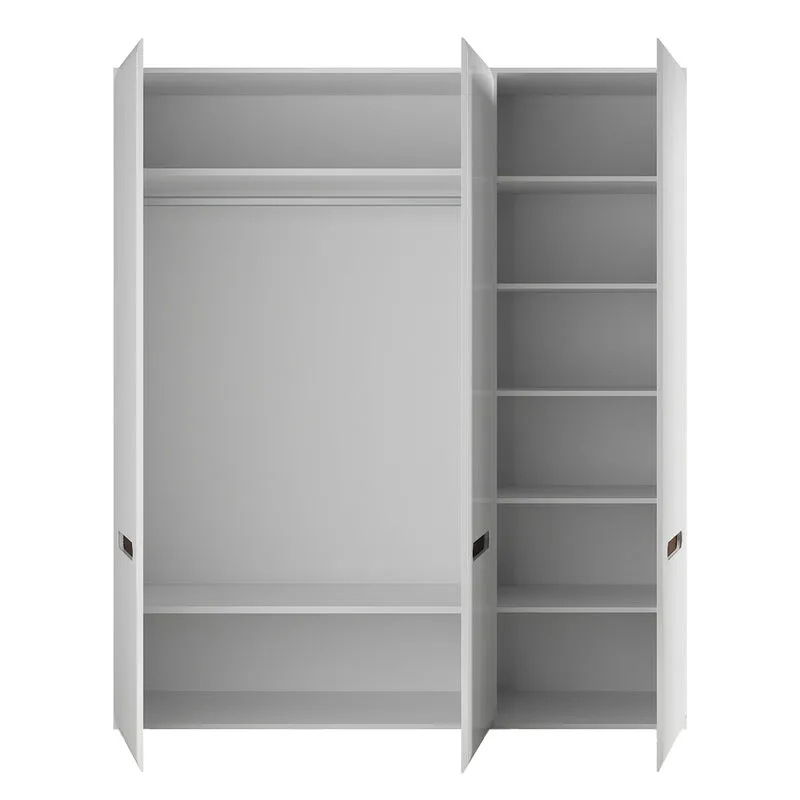 Armoire 3 portes Darrel Blanc laqué et Bois