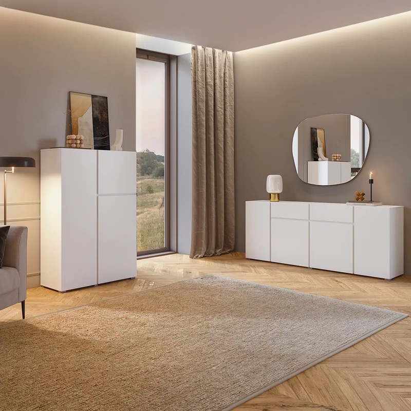 Buffet 4 portes 2 tiroirs Maxis Blanc