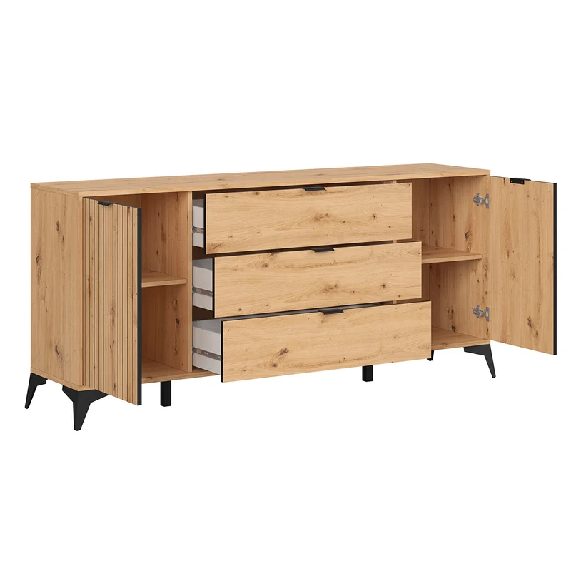 Buffet 2 portes 3 tiroirs 180 cm Mao Bois