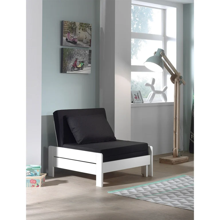 Lit fauteuil matelas inclus 190x80 Vipack Pino - Blanc