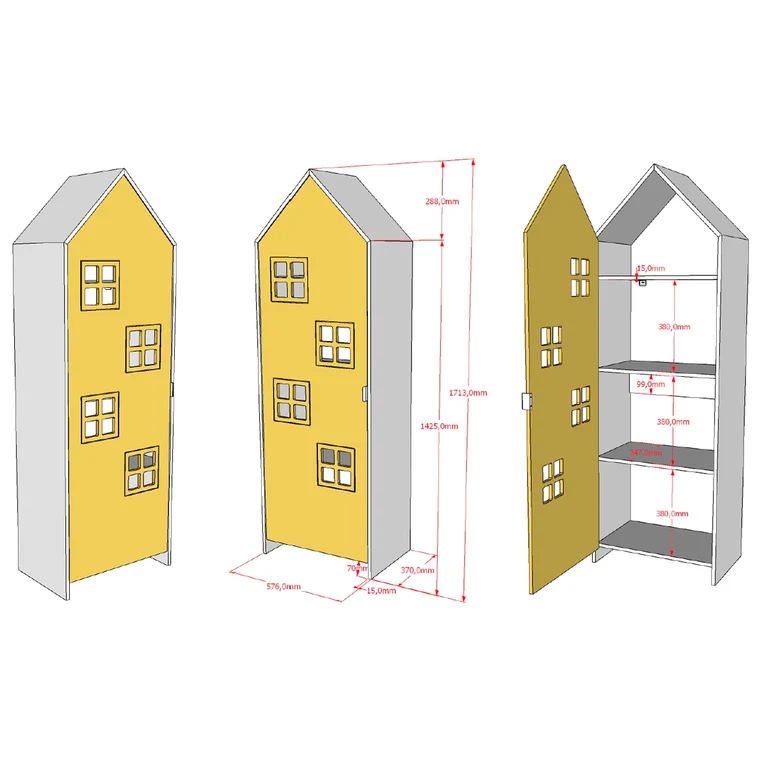 Armoire 1 porte Vipack Bruges Jaune