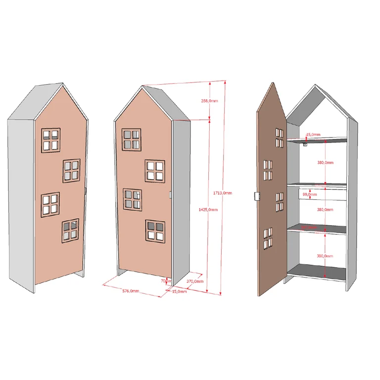 Armoire 1 porte Vipack Bruges Rose
