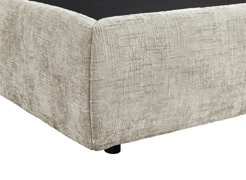 Lit coffre en velours chiné taupe 160x200 cm MELY
