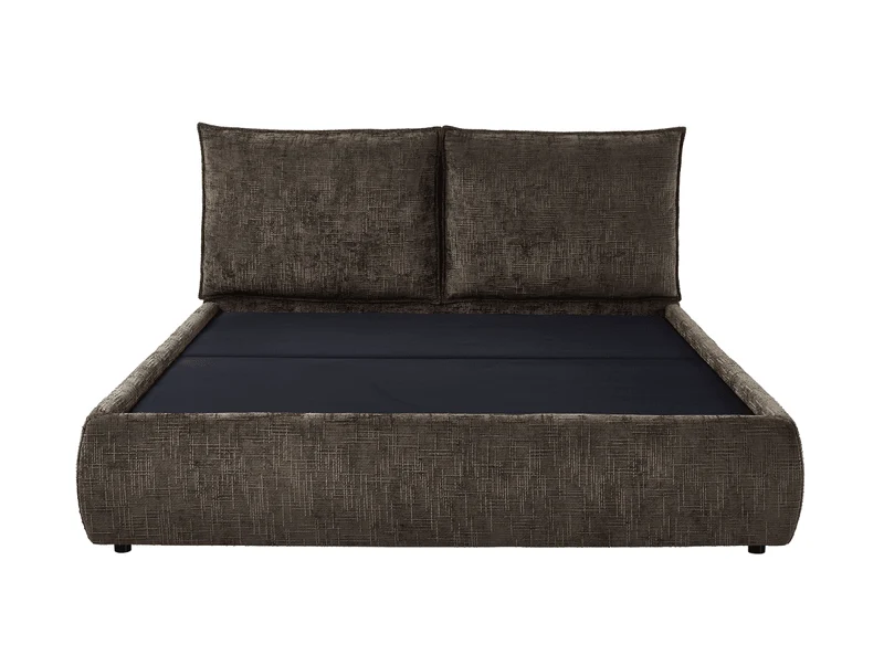 Lit coffre en velours chiné marron 160x200 cm MELY
