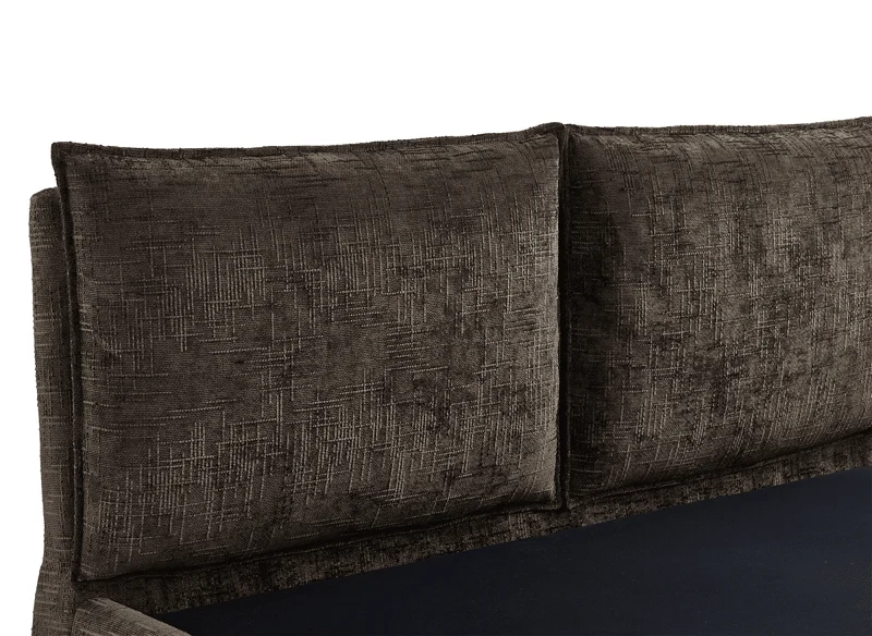 Lit coffre en velours chiné marron 140x190 cm MELY
