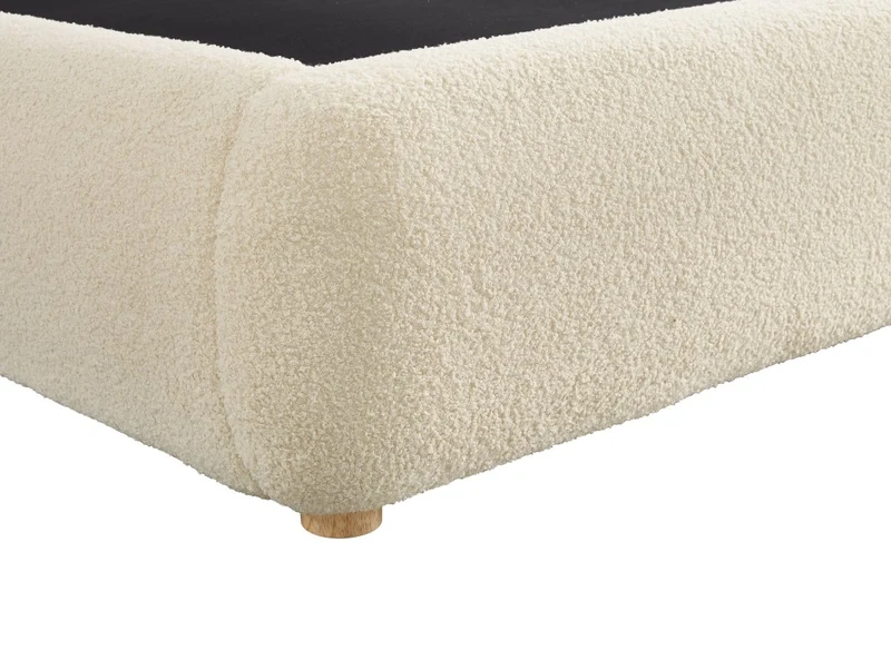 Lit coffre en tissu bouclette beige 160x200 cm BISCUIT