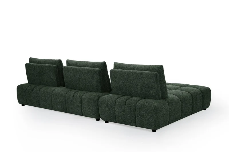 Canapé d'angle réversible en velours texturé vert kaki ALANA