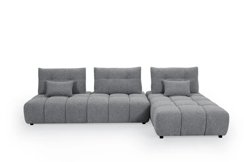 Canapé d'angle réversible en velours texturé gris ALANA