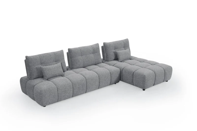 Canapé d'angle réversible en velours texturé gris ALANA