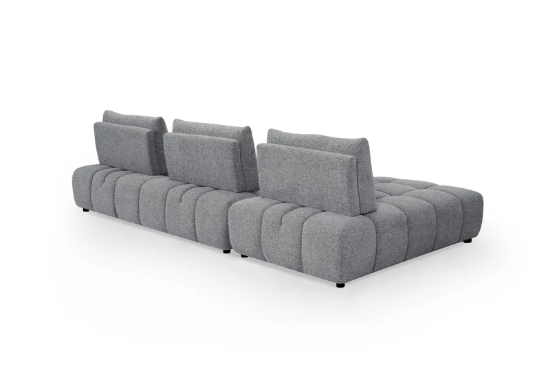 Canapé d'angle réversible en velours texturé gris ALANA