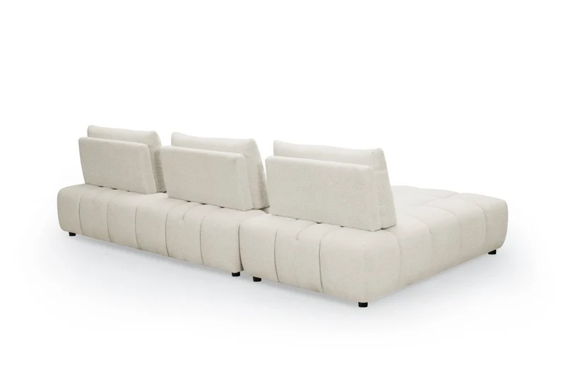 Canapé d'angle réversible en velours texturé beige ALANA