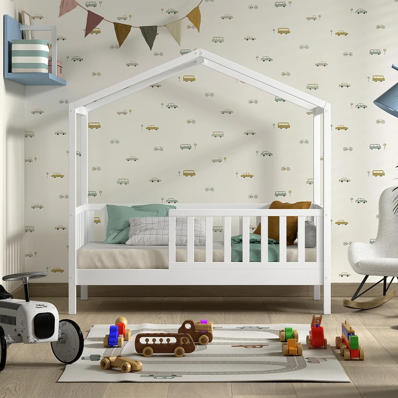 Lit cabane 70x140 sommier inclus Vipack Dallas Blanc