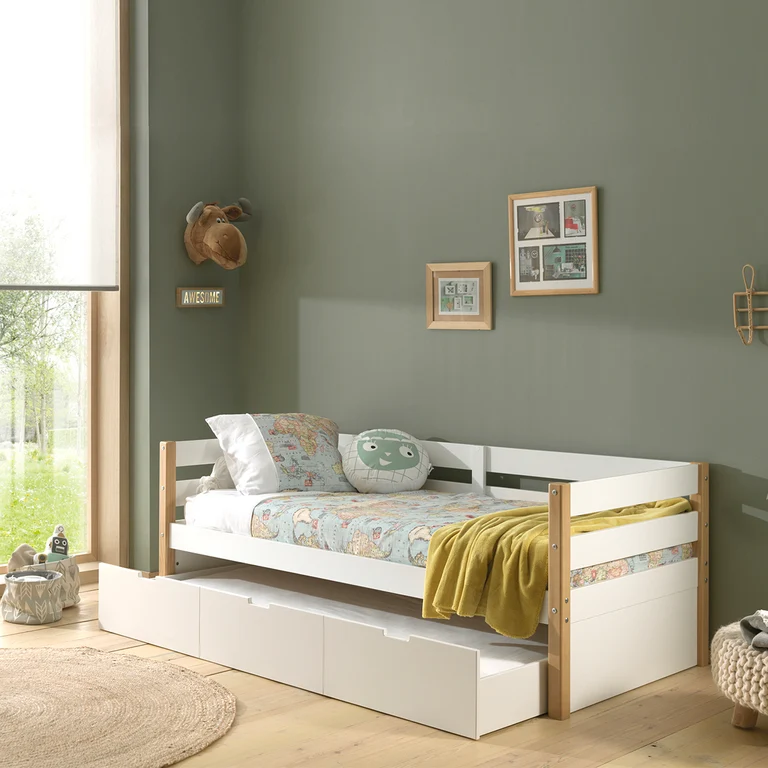 Tiroir de lit 90x190 Vipack Margrit - Blanc et Bois