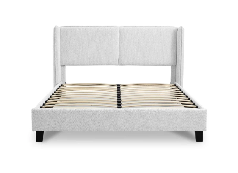 Lit double en tissu effet peau de mouton gris clair 160x200 cm KAYDEN