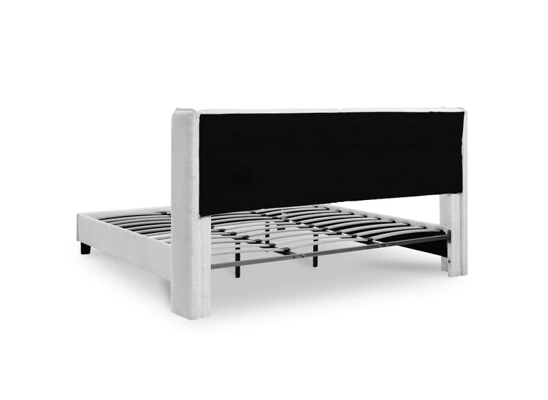 Lit double en tissu effet peau de mouton gris clair 160x200 cm KAYDEN